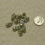 Unique Silver Faceted Ball With Bow Drop Charms